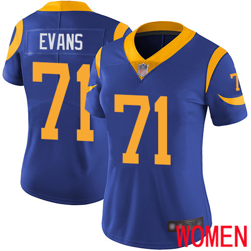Los Angeles Rams Limited Royal Blue Women Bobby Evans Alternate Jersey NFL Football #71 Vapor Untouchable->los angeles rams->NFL Jersey
